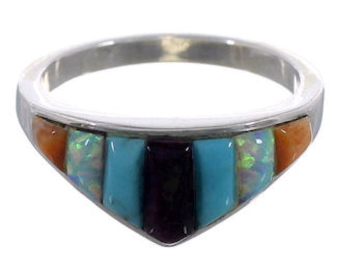 Genuine Sterling Silver Multicolor Ring Size 7-3/4 EX43935